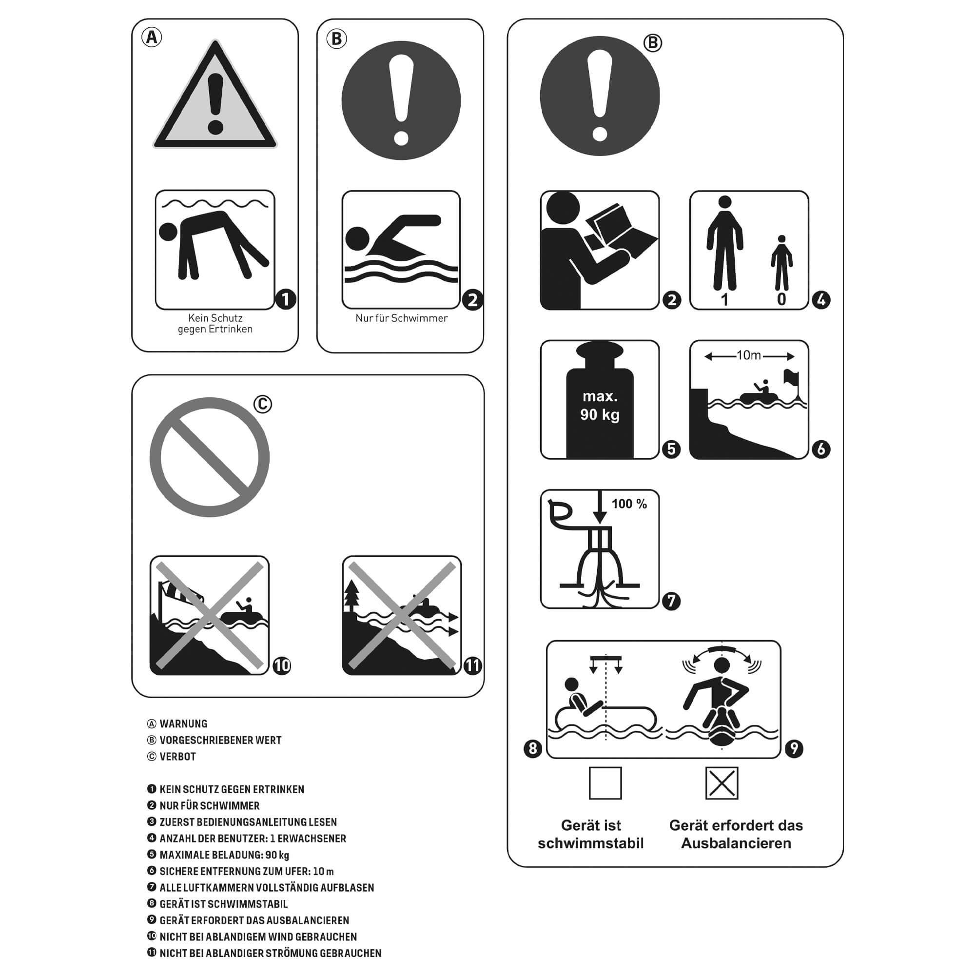 Badeinsel Sicherheitshinweise