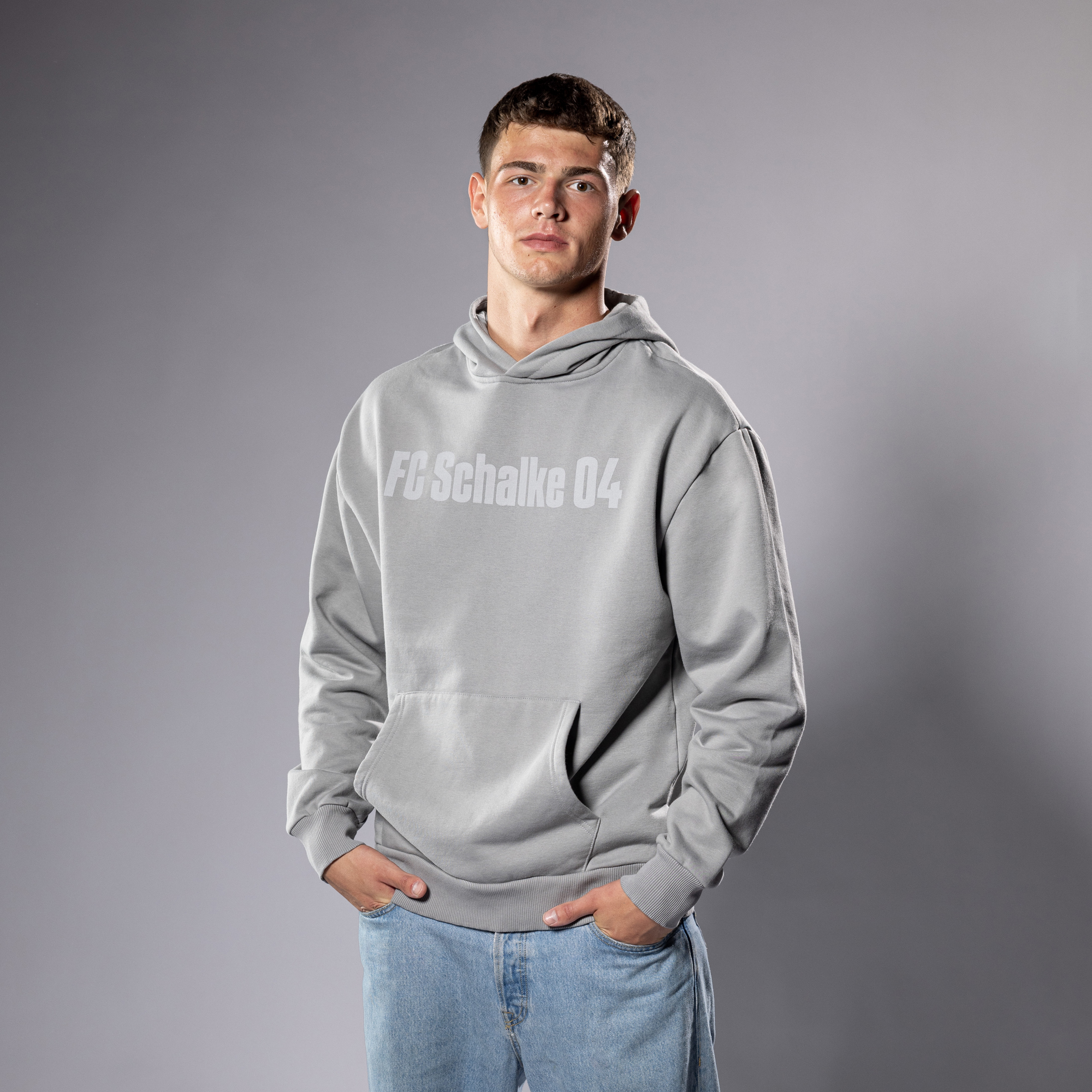 Hoodie unisex washed grau