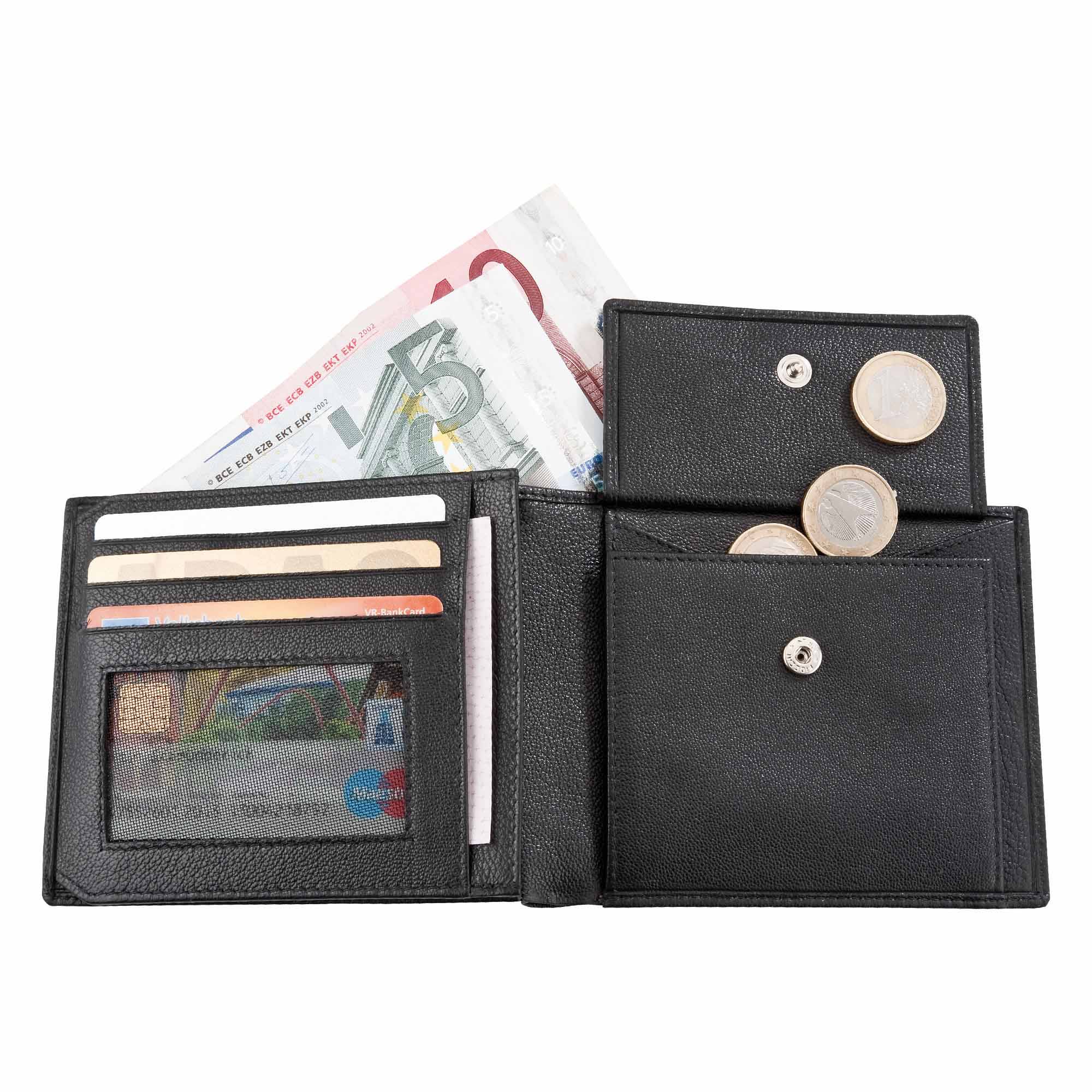 Geldbörse Leder schwarz innen