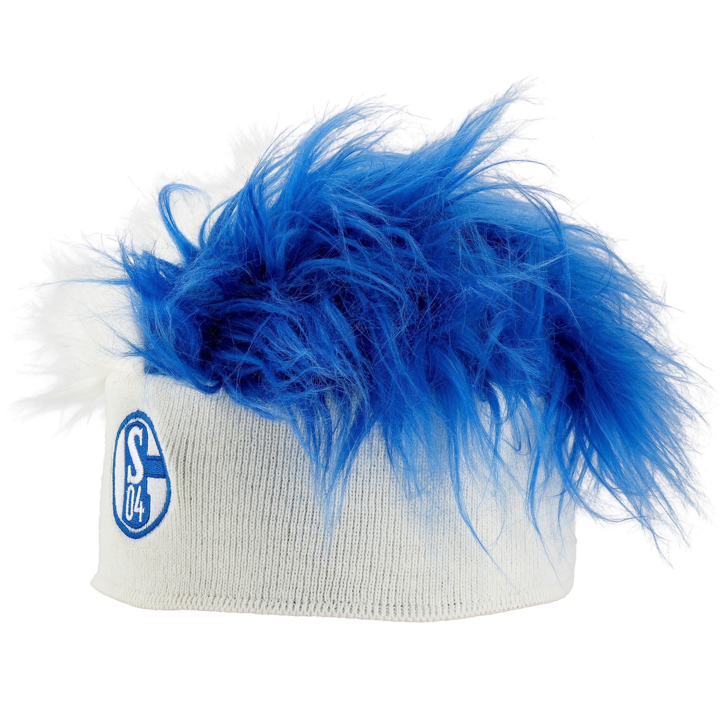 S04 Kunsthaar Mütze blau weiß